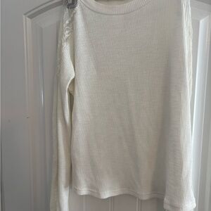 Easel Cream Ribbed Top